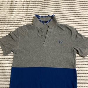 Fred Perry Polo Shirt Gray and Blue Size 36